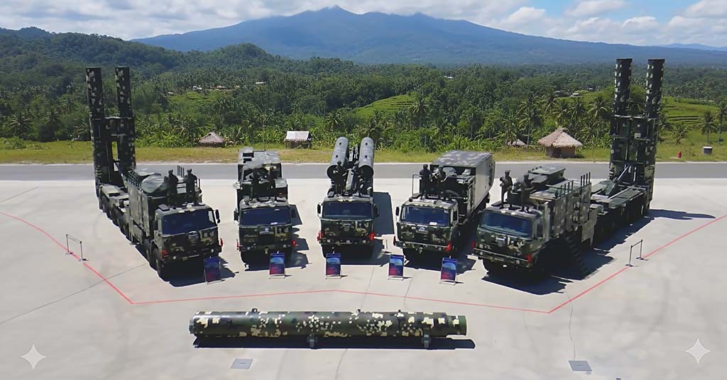 BrahMos missile system operated by Philippine Marines on a paved display area