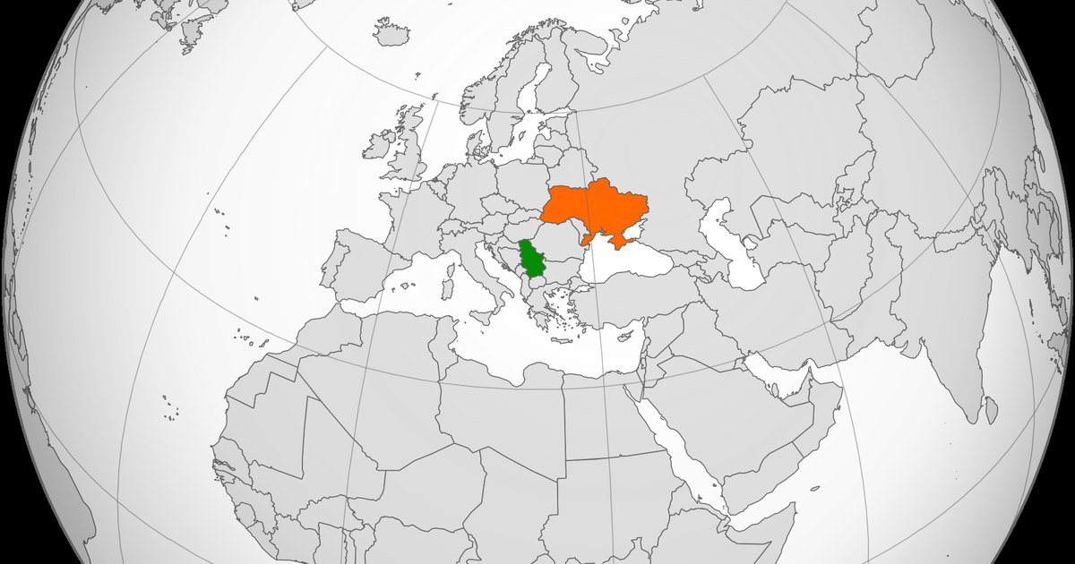 Map of Europe highlighting Serbia and Ukraine.