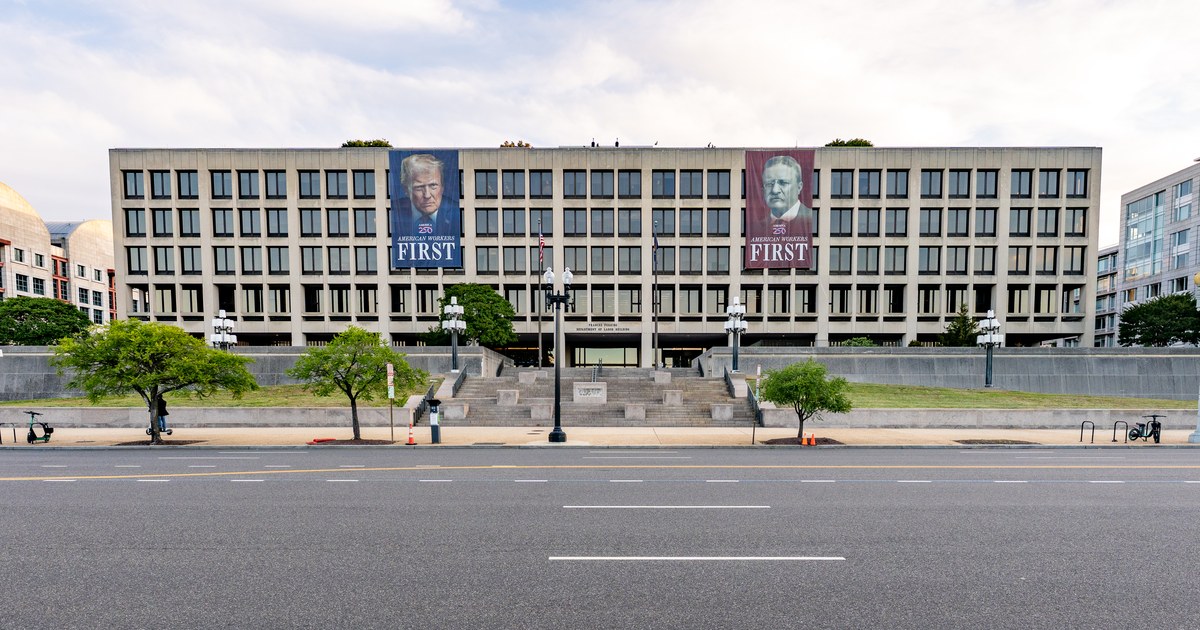 Exterior of the Frances Perkins Department of Labor Building in Washington, DC.