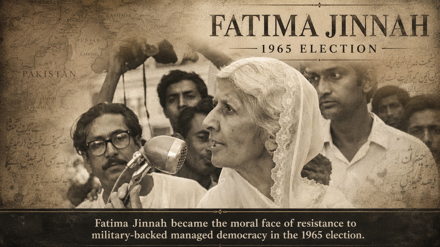 Fatima Jinnah campaigning during the 1965 presidential election.