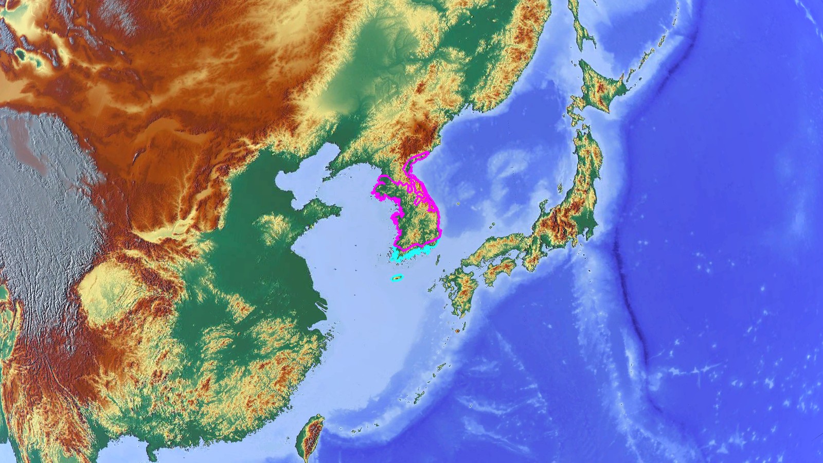 A map showing North and South Korea on the Korean peninsula.
