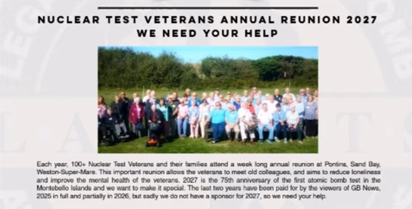 LABRATS graphic announcing the 2027 Nuclear Test Veterans Annual Reunion at Sand Bay.