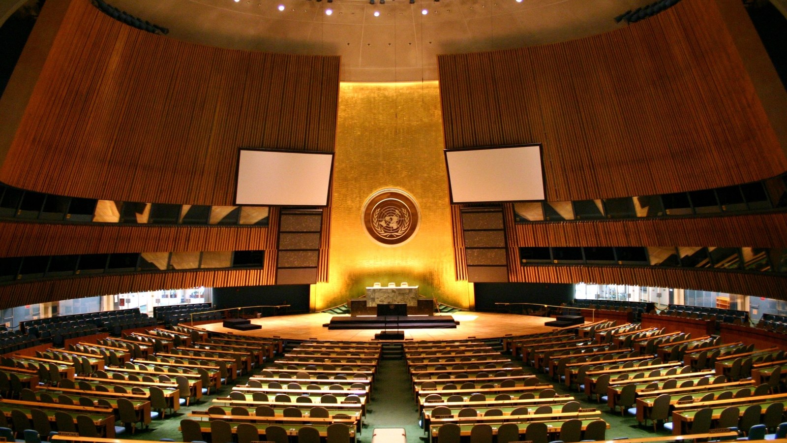 Delegates seated in the United Nations General Assembly hall