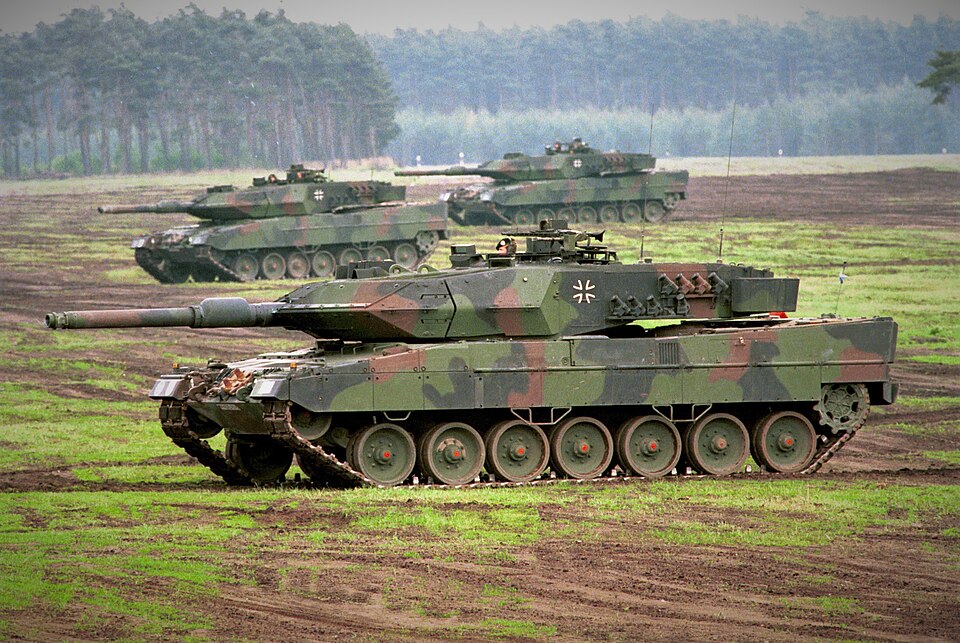 German armoured vehicles during military exercises. Europe’s rearmament drive marks a shift from expeditionary support roles toward greater continental defence capacity