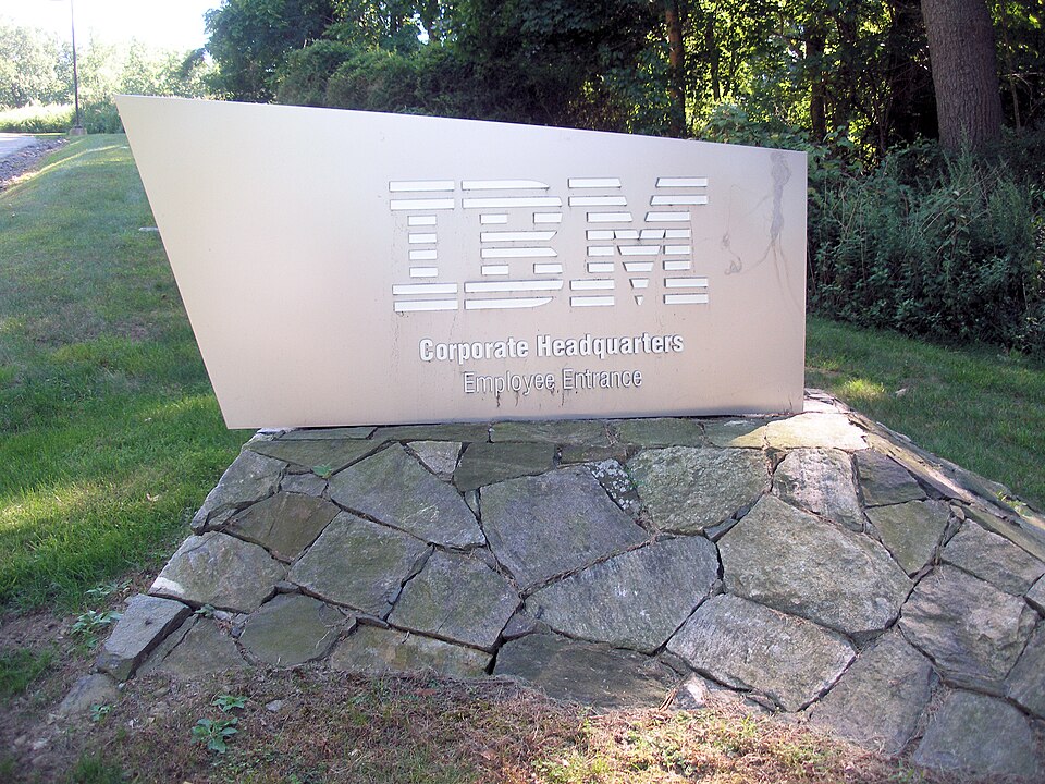 Entrance to IBM corporate headquarters in Armonk, New York.