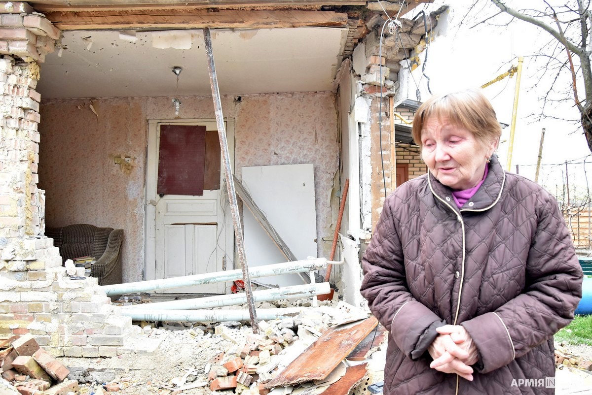 A damaged family home in Bucha following Russian shelling during the 2022 invasion of Ukraine.