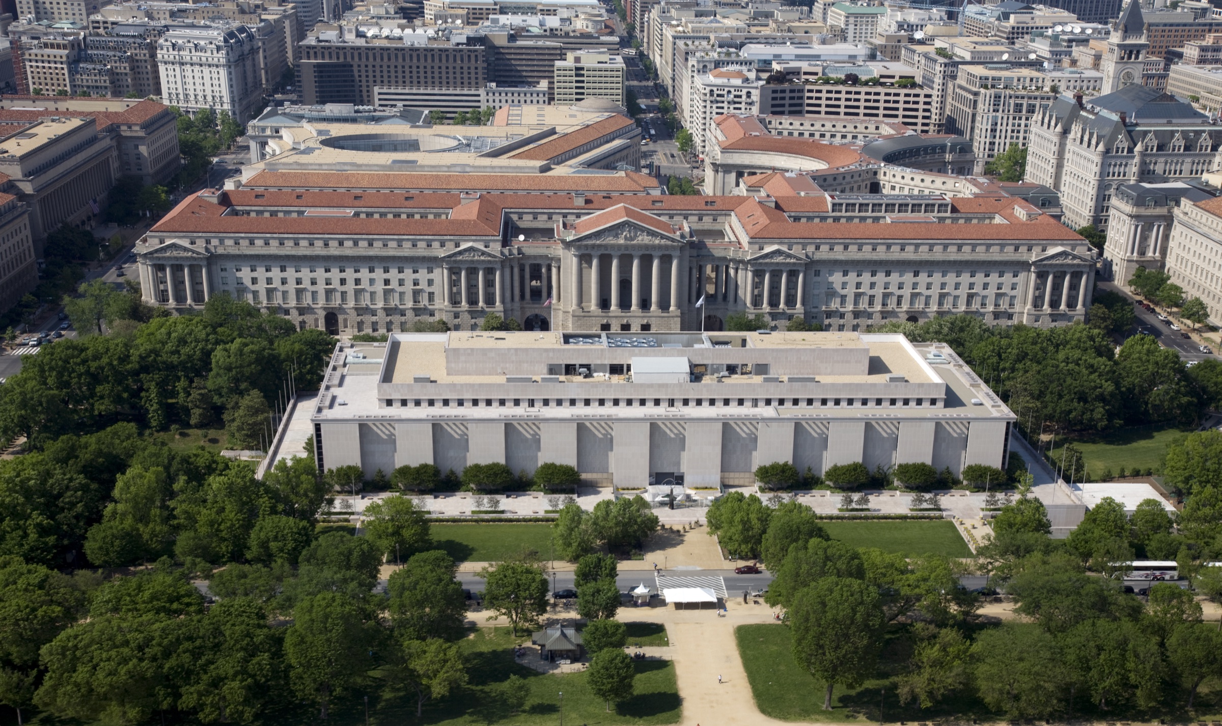 Aerial view of the National Museum of American History on the National Mall in Washington, DC.