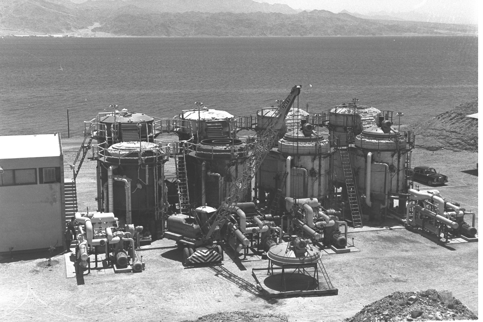 Historic desalination plant on the Red Sea in Eilat, Israel.