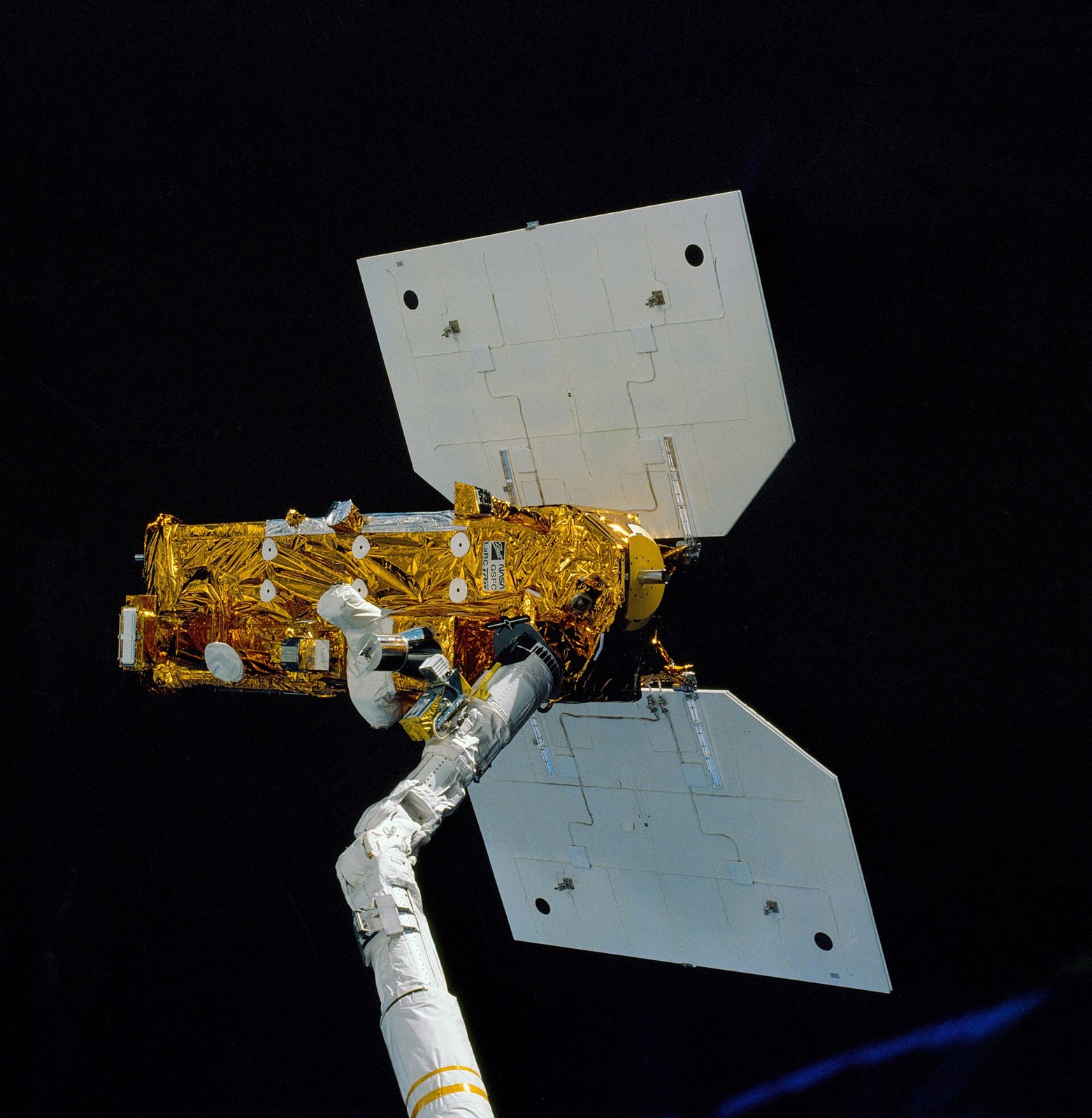 NASA Earth Radiation Budget Satellite shown against a dark background